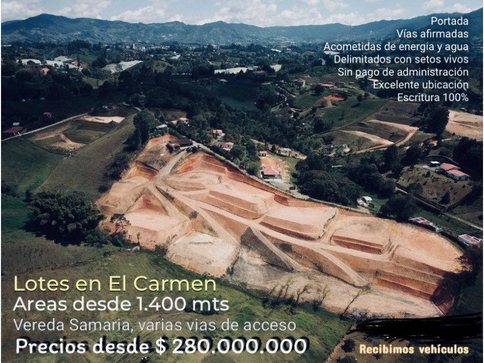 LINDOS LOTES EN VENTA CON EXCELENTE UBICACIÓN Y VISTA - CARMEN DE VÍB.